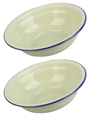 TOYANDONA Set 2 Ciotole Smaltate Retrò 26 Cm, Bacino per Conservazione Alimenti e Zuppiera Vintage per Casa e Ristorante, Contenitori Versatili per Frutta, Verdura e Zuppe