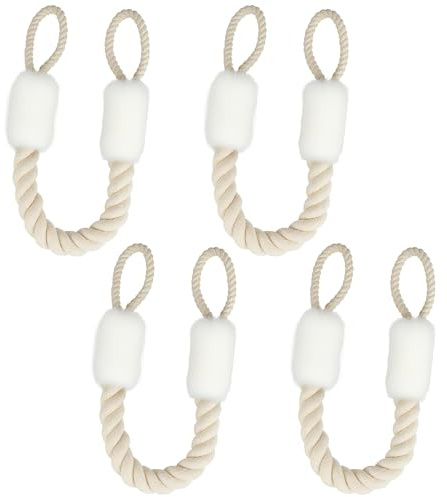 Lot de 4 Corde D'arrêt de Portes Arrêts de Portes Corde Butée de Porte en Coton Anti Collision Butoir Butée de Porte Poignée pour Animaux Domestiques et Enfants Protection Des Doigts Blanc