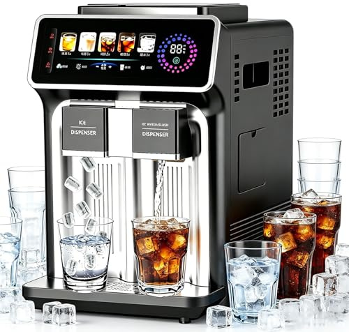 Macchina Per Ghiaccio Smart Touch, 3 In 1, Per Ghiaccio, Granite E Acqua Fredda, 15 Kg Di Ghiaccio Al Giorno, 30 Secondi Per Granite E 3 Secondi Per Acqua Fredda Per Feste, Cucine, Bar