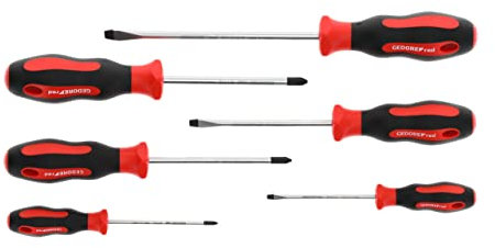 GEDORE red Schraubendreher-Set 6-teilig, Schraubenzieher-Satz Schlitz/Kreuzschlitz, 2-Komponenten-Griff, Werkzeug, R38002006