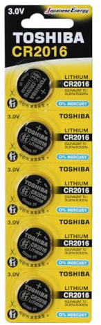 Toshiba Lot de 5 piles bouton CR2016 au lithium 3 V Date d'expiration mars 2027