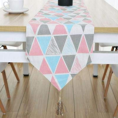 Bestenrose liefern Tischläufer/Tischdecke Dekoration 2 Seiten Baumwolle Leinen Klassische Tischwäsche Matte für Esszimmer Party Urlaub Dekoration (Rosa Dreieck, 32 * 180cm)