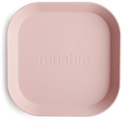 Mushie Platos Cuadrados para Niños | Set de 2 | Reutilizables libres de BPA | Aptos para lavavajillas y microondas | Fabricados en Dinamarca | Blush
