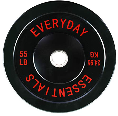 Signature Fitness Everyday Essentials olympische Hantelscheibe mit Stahlnabe, farbcodiert, Einzelstück, Schwarz