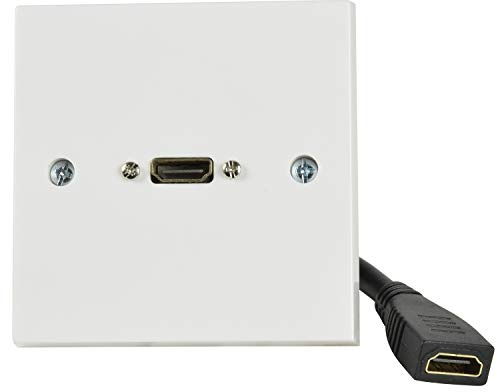 Plaque frontale HDMI 2.0 4K avec queue de 15 cm pour installations multimédia murales AV Blanc