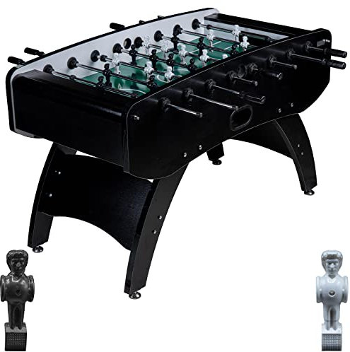 RAMROXX Fußball Tischkicker Profi Schwarz grünes Spielfeld Figuren Schwarz Weiss 80kg