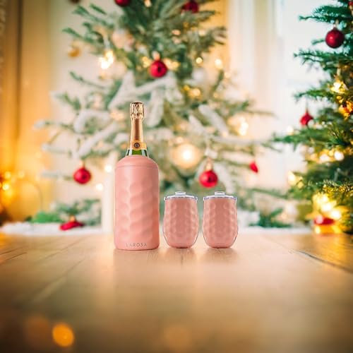 LAROSÁ Stainless Steel Wine Chiller with 2 Stemless Wine Tumblers - Tumblers for Cold Beverages - Unique Gift Ideas for Wine & Champagne Lovers - Wine Bottle Chiller Gift Set