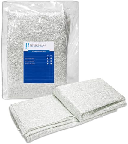 Glasfasermatte, Glasmatte, Glasfasergewebe/CSM | 1m2 | 300 gr/m2 | Speziell für Polyesterharze | Gute Imprägnierung | GFK matten, Fiberglas, Glasfaservlies, Glasgewebe, Rovinggewebe