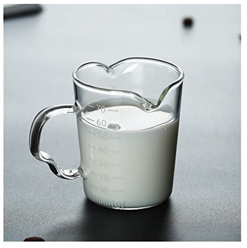 TOMYEUS Saucière Pichet de Lait en Verre Double buse à café inversé Cree Cream Sauce Pot Barista Café Café Lait Lait Mousse Pot Pitcher 70 ML Sauce Vinaigrette (Color : Light Yellow)