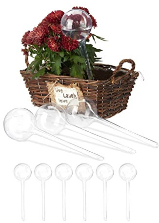 Relaxdays Sfere per Irrigazione, Set da 10, HxD: 28x8 cm, Irrigatori da 250 ml per Piante e Fiori, Plastica, Trasparente, 28 x 8 x 8 cm