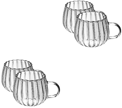 UPKOCH 4 Stück Kürbisbecher Aus Glas Kaffeetassen Aus Klarem Bierbecher Herbst Halloween-tassen Klare Kaffeetasse Teetassen-set Cappuccino-tasse Milchbecher Büro Saft Transparente Tasse
