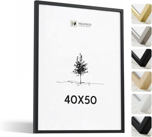 Heimlich Fotorahmen aus massivem Ayous-Holz – 40 x 50 cm, schwarz | Heimlich® – Robuster Kleiner DIY-Collagenrahmen Aus Holz – Nur Wandhalterung