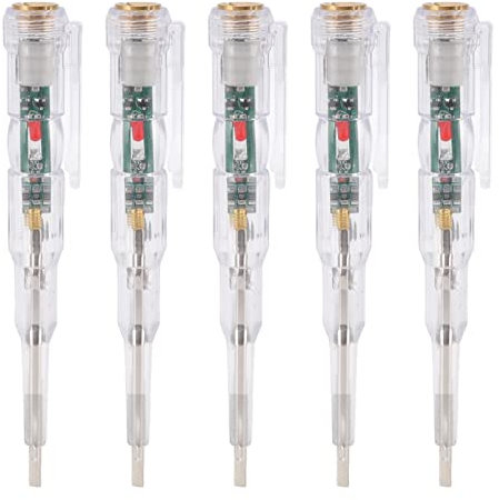 Stylo Testeur électrique Multifonctionnel, 5 Pièces, Lumière LED Brillante, Coque Transparente, Testeur de Tension Inductive, Tournevis, Stylo de Tension