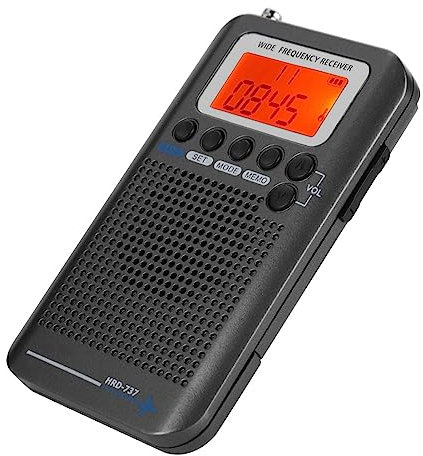 Vhf Airband Radio, Aircraf Band Receiver Por Able Full Vhf Uhf Scanner Radio AB Recorder Gold Receiver FM AM CB SW LCD Display Wi H Backligh (Black)