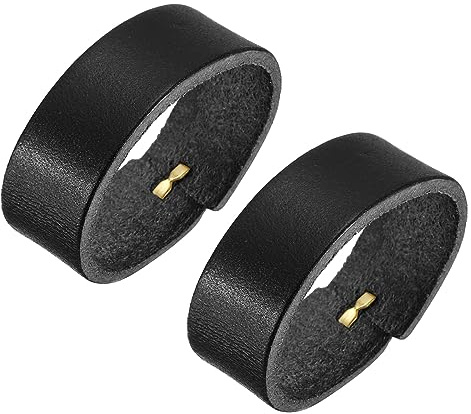 QUARKZMAN 2 Stk Leder Gürtel mit Schleife und Halterungen 11,5cm Außenumfang für Handwerker-Taschen-Fixierung (Schwarz)