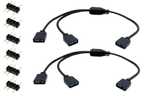 SHAOYAYAZHANG 2-Pack ARGB Extension Cable,5V 3 Pin Addressable Female to Female RGB Extension Cable for Computer Chassis Fans/ARGB LED Lights, 11.8 Inches (1-2)
