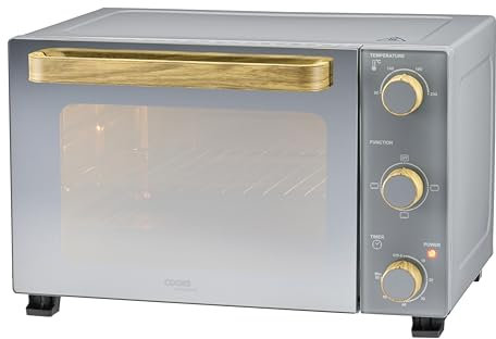 Cooks Professional Mini Portable Oven | Electric Multi Function Countertop Cooker | 28L Capacity | Adjustable Temperature Control & Timer | 1500W | Includes Roasting Dish & Wire Rack | Nordic Grey
