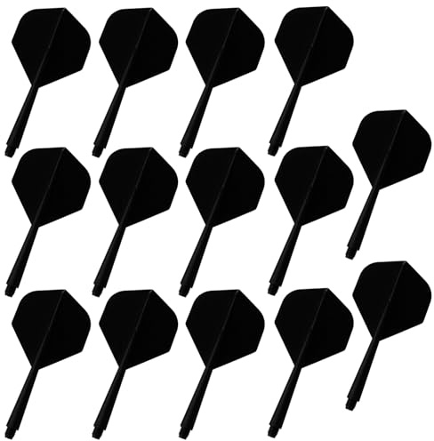 Rongxze 14 stycken dartpilar, dartflights med skaft, dartpiltillbehör, dartpilar och flights från ett stycke för dartpilspel, 2BA dartfat, darttavlor, svart
