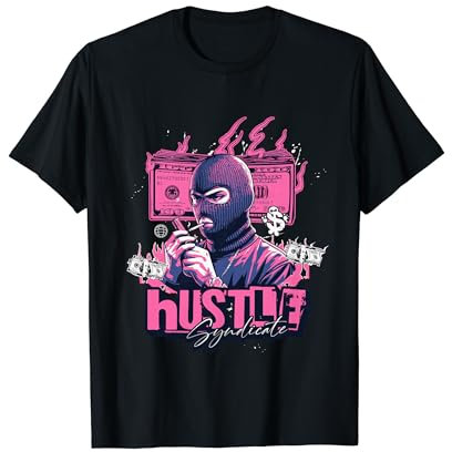 Hustle Streetwear Syndicate Money Skimaske Gangster T-Shirt