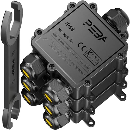 PEBA IP68 Wasserdichte Kabelanschlussdose, 3-Wege Outdoor Kabelverbinder, Abzweigdosen Wasserdicht Verteilerdose, Anschlussdosen, Kabelboxen, Kabelverbindung für 4-14mm, Schwarz (3 Stück)