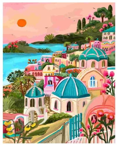 Daisen Art Peinture Numero Adulte, DIY Peinture Par Numero Adulte, Peinture Acrylique pour Adultes Enfants débutants Facile sur Toile Peinture Numero avec peintures et pinceaux, Paysage 40×50 cm