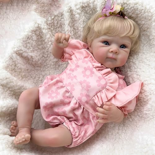 YIHANGG 18Zoll Realistisch Reborn Baby Puppe Mädchen mit Blondem Haar 45cm Neugeborenes Lebensecht Kleinkind Prinzessin Kinder Geburtstag Weihnachten Geschenk