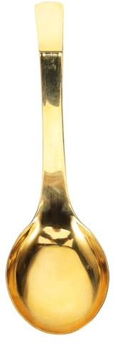 LABRIMP Large Brass Soup Ladle with Thickened Long Handle, Heat-Resistant and Rust-Resistant Golden Serving Spoon for Restaurant and Hotel Use