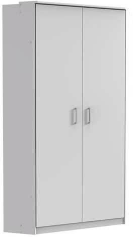 möbelando Eckkleiderschrank >Click< in Weiss Dekor, Holzwerkstoff - 95x198x95cm (BxHxT)
