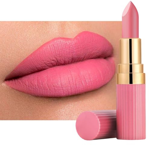 LYNTYAOU Light Pink Matte Longlasting Lipstick, Velvet Finish, Waterproof, Plumping, Full Coverage, Women's Lipstick
