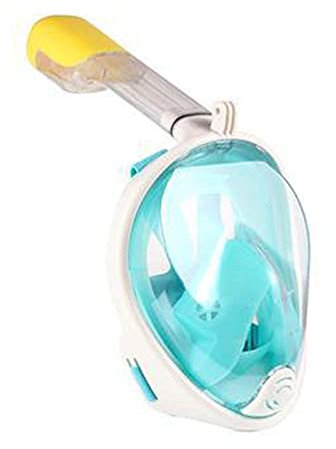 CAFIEDR Schnorchelmaske, Unterwasser-Antibeschlag-Schnorchelmaske, Vollgesichtsmaske mit Auslaufschutz, Tauchmaske, Atemschutz, Schwimm-Tauchmaske(Grüne X)