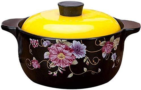 CRBUDY Cazuelas Cazuela De Barro Olla para Estofado De Terracota Cazuela De Cerámica Duradera Buen Efecto De Aislamiento Material Duro Fácil De Limpiar (y Capacidad 2L)