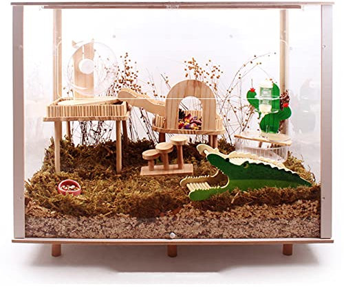 Hamsterburar - Smådjursbur, råttbur Hamsterburtillbehör Bunny Cage Husdjurshus med akrylfönster för syriska hamstrar möss Gerbiler, 80cm,C4-80cm