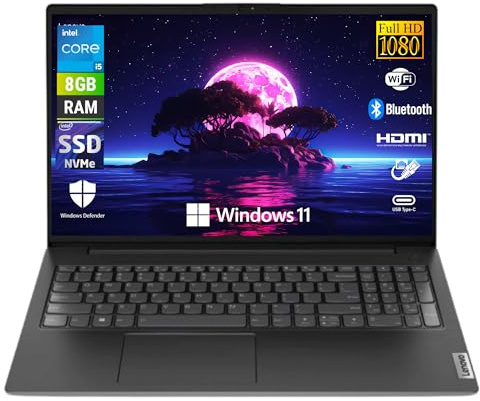 Lenovo, Notebook Portatile, Display 15,6 Full HD, Intel Core i5-13420H, Ram 8GB DDR5, 256GB SSD NVMe - Pc Portatile Pronto all'uso con Win 11 Pro e Libre Office
