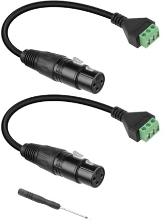 GELRHONR 30CM XLR Female to 3 Pin Terminal Solderless Converter Cable with Screwdriver,for Microphone,Speakers,Live Recording and Performance,DMX Stage Light Control