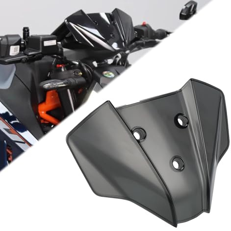 ZHUOWU Duke Kunststoff PC Windschutz Motorrad zubehör Windschutzscheibe Windabweiser Windschild Für 1290 Super Duke R / MY20 2020-2024 Duke 125 250 390 2024 2025 (schwarz)