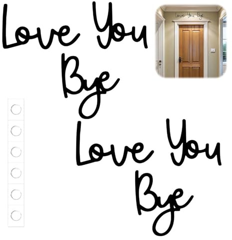 2 Pcs Love You Bye Above Door Signs, Love You Bye Sign, Black Wall Art Letters Sign for Home Comes with Double Sided Sticky Dots and Pad(BLack)