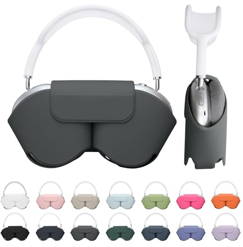kwmobile Cover for Apple AirPods Max/AirPods Max 2 Case - Sleep Mode Compatibility - Polyester Case for Headphones - Dark Slate