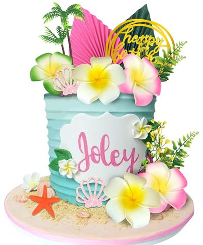 Decorazioni per torte hawaiane topper, Decorazioni Torta Compleanno Fiori, decorazioni per torte tropicali, set di decorazioni hawaiane, Decorazione Torta A Tema Giungla Hawaiana