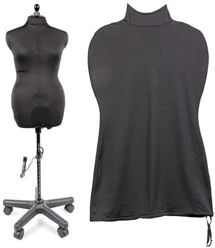 Dritz Dress Form Cover, Medium, Schwarz, 100% Polyester, 4-Wege-Stretchstoff, schützt und passt verstellbare Kleiderformen und Nähpuppen, glatte Oberfläche zum Drapieren und Schneidern