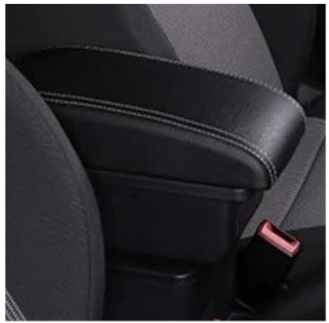 Armlehnenbox Für Caddy 5 2024 Armlehne Box Zentrale Speicher Inhalt Box Mit USB-schnittstelle Mittelarmlehne(A-Black White line)