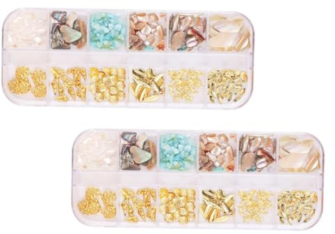 VALICLUD 2stücke Nail Art Dekorationsset Mit Fächern Algen Und Charms Für Maniküre Nail Art Zubehör Für Kreative Für Zuhause Oder Salon