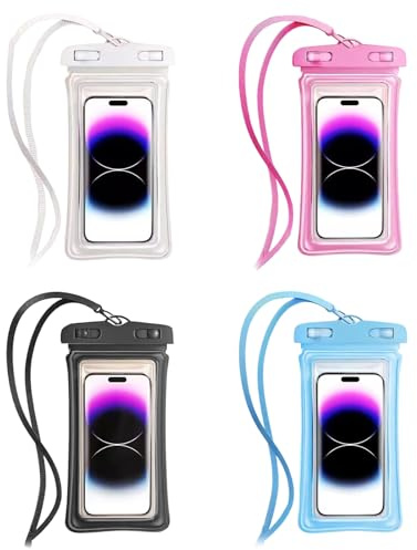 MYLERCT 4 Pezzi Custodia Cellulare Impermeabile, IPX8 Custodia Impermeabile Smartphone, Airbag Custodia Telefono Subacquea con Clip Impermeabili e Cordino per Telefoni Sotto i 7.2 Pollici