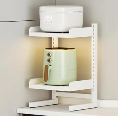 Support réglable à 2 étages pour four à micro-ondes, organisateur de plan de travail de cuisine et étagère peu encombrante pour ustensiles de cuisine et essentiels, design durable et élégant