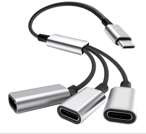 Wvxilyr Cable Divisor USB C, Adaptador USB c Macho a 3 USB C Hembra, 3 en 1 OTG, Transferencia de Datos y Carga hasta, Compatible para 15/16/Pro/Pro MAX, iPad Pro/Air, MacBook