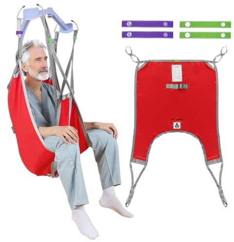 EZ Assistive Lift Sling for Patient Transfer,Patient Lift Sling for Divided Leg,Sling Transfer and Lift Patient Safely, 500lb Weight Capacity-Red (Red, L)