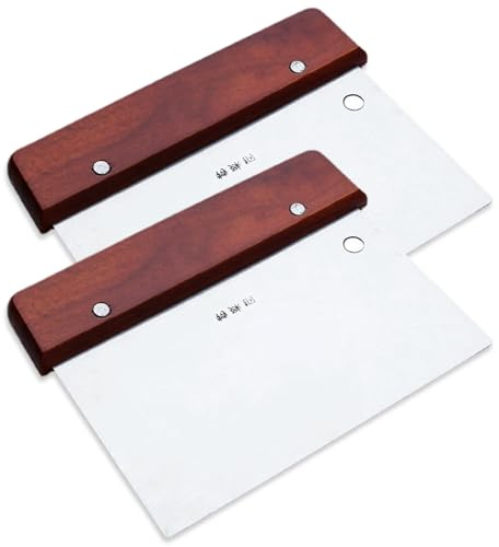2PCS Dough Scraper, Heavy Duty Stainless Steel, with Hanging Hole Scraper | bench scraper,bench scraper for dough,pastry scraper,pizza scraper,bread dough cutters,bread cutter,food prep scraper