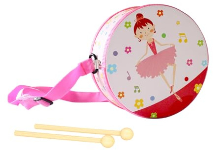 Tambour pour Enfant - Instrument pour l'éducation de la Petite enfance - Sangle de Transport réglable de 15 cm - Tambour en Bois - pour Filles et de 2 à 5 Ans - pour Anniversaire, Maison