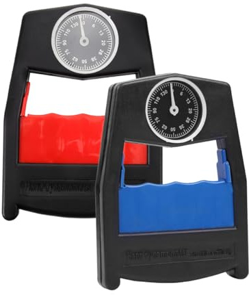 GARVALON Lot de 2 Pinces à Main Mécaniques Cadran Indicateur Appareils D’Entraînement de Force pour Doigts et Poignets Couleurs Rouge et Bleu Outil de Préhension Manuel Compact pour