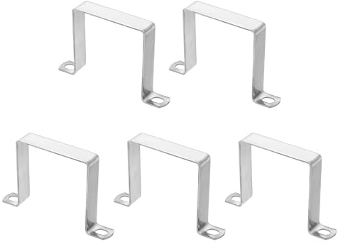 sourcing map 5 abrazaderas de tubo cuadradas de 75 x 75 mm, acero inoxidable 304, hebilla de tubo cuadrada en forma de U, conector de puntal para cable de manguera de tubo, color plateado