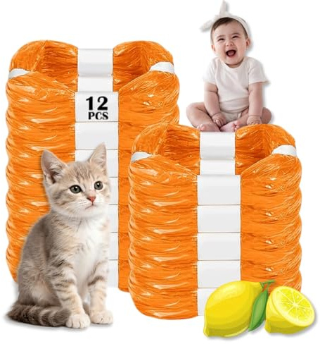 12 stycken påfyllningskassetter för kattströ, bortskaffningshinkar (orange)